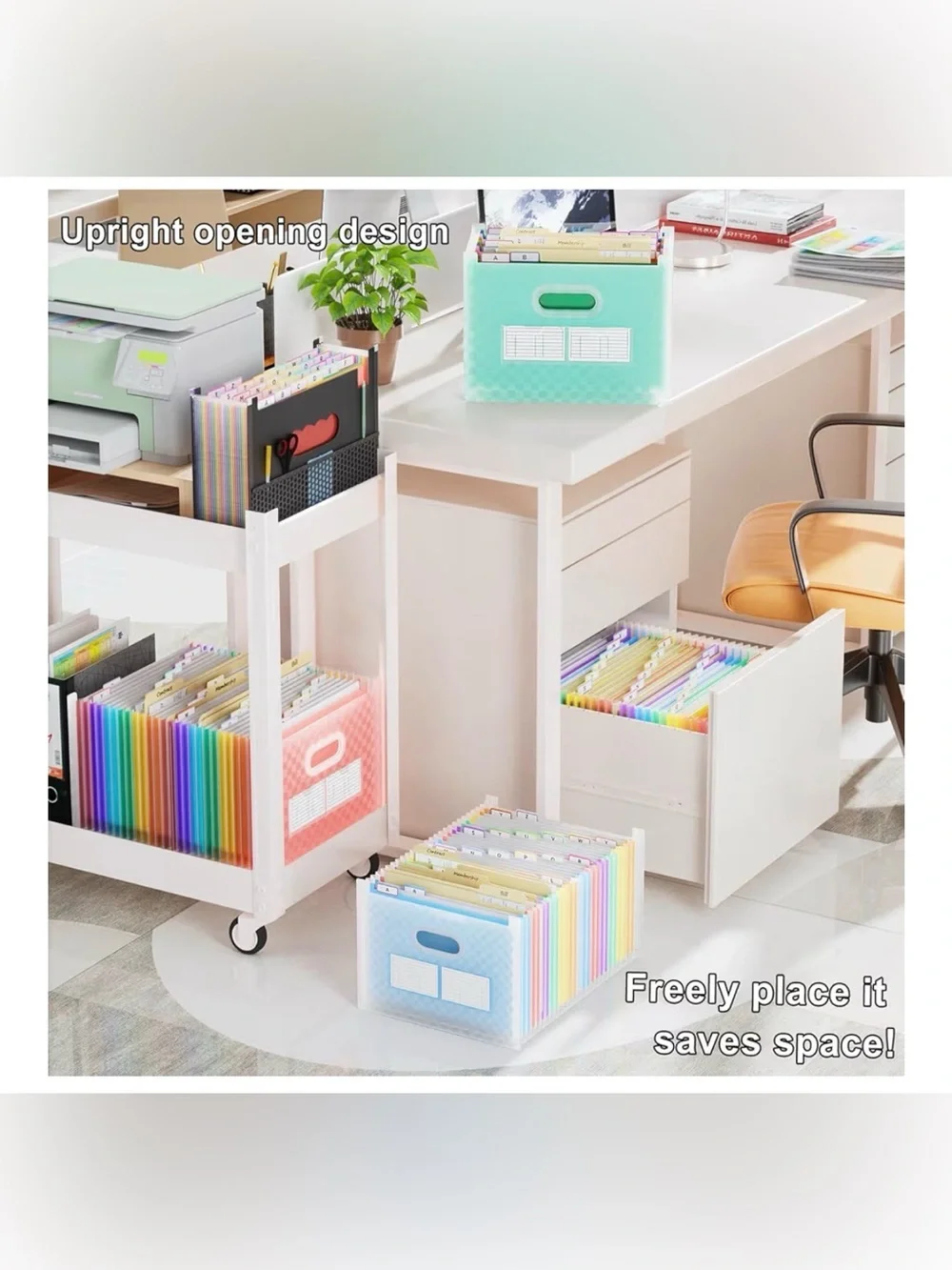 Thinktex 26-Pocket Accordion File Organizer, Upright & Open Top,